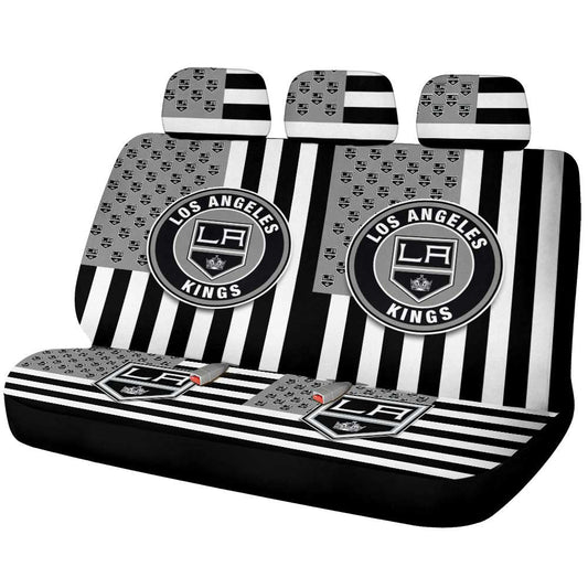 Los Angeles Kings Car Back Seat Cover Custom US Flag Style - Gearcarcover - 1