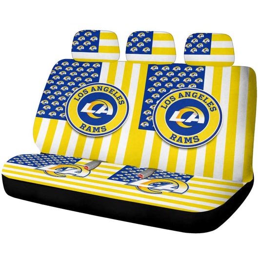 Los Angeles Rams Car Back Seat Cover Custom US Flag Style - Gearcarcover - 1