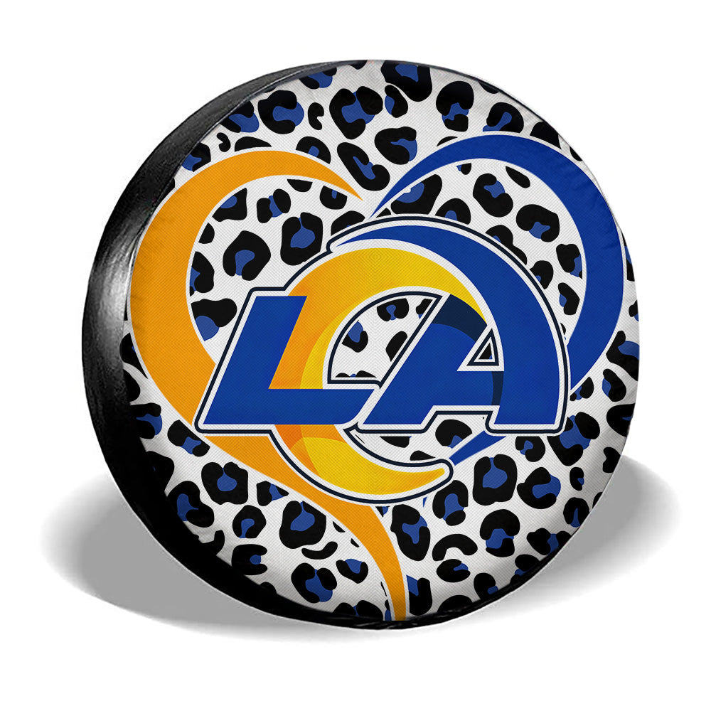 Los Angeles Rams Spare Tire Cover Custom Leopard Heart For Fans - Gearcarcover - 3