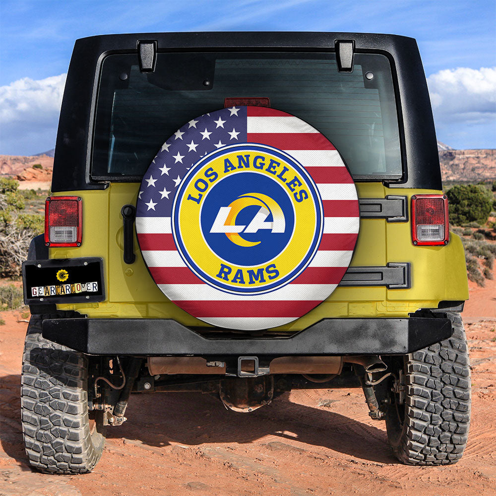 Los Angeles Rams Spare Tire Covers Custom US Flag Style - Gearcarcover - 2