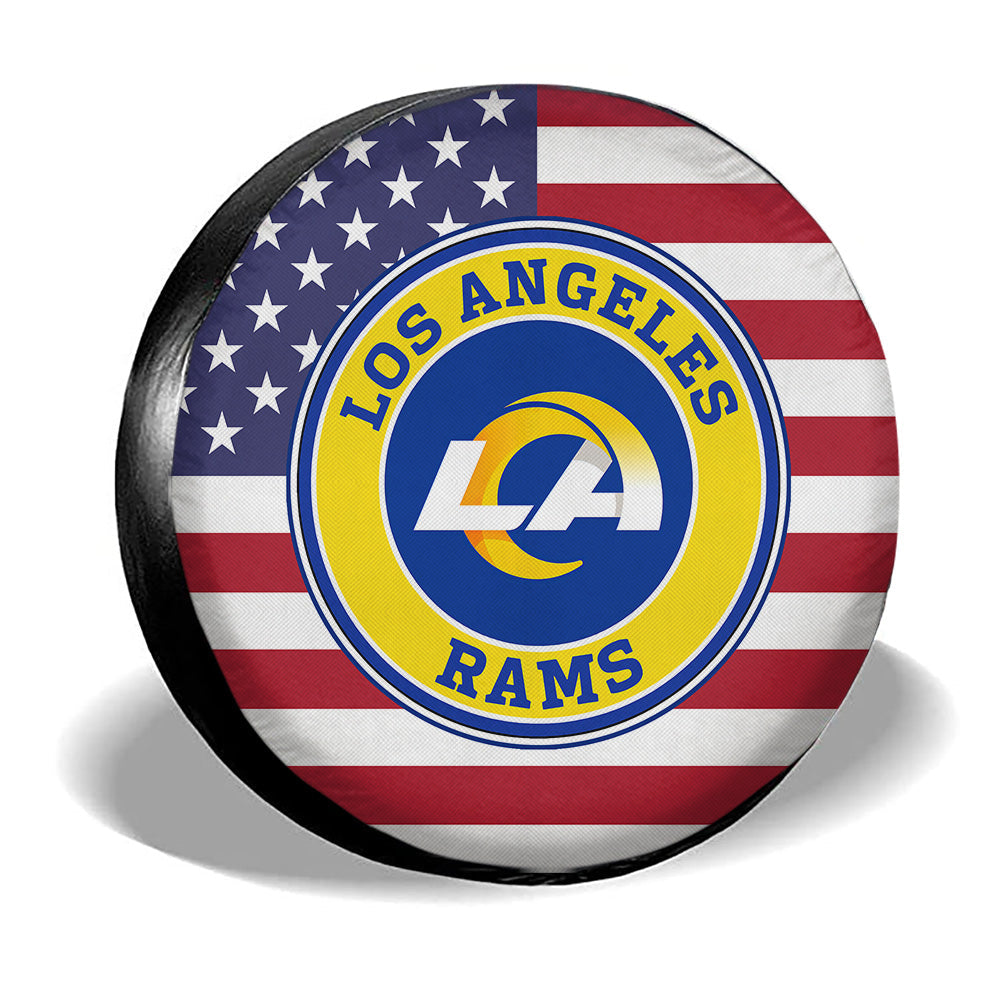 Los Angeles Rams Spare Tire Covers Custom US Flag Style - Gearcarcover - 3