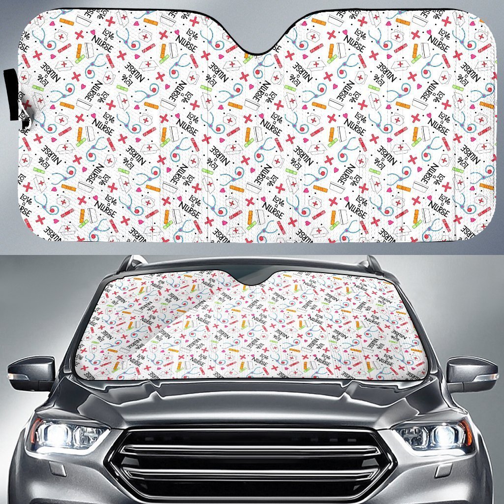 Love A Nurse Car Sun Shade Custom Nurse Car Accessories - Gearcarcover - 3