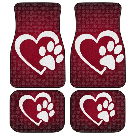 Love Dog Paw Car Floor Mats Custom Dog Lover Car Accessories - Gearcarcover - 1