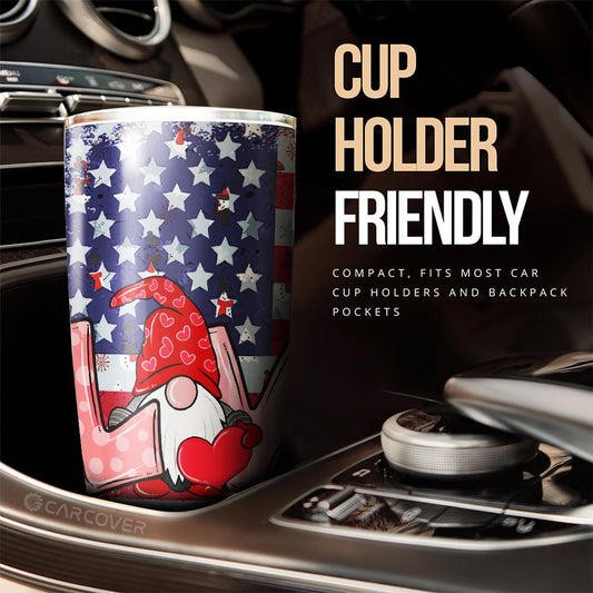 Love Gnome Tumbler Cup Custom American Flag Car Accessories - Gearcarcover - 2