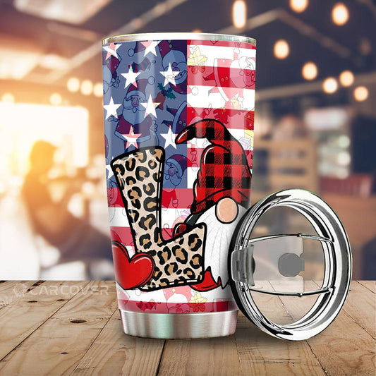 Love Gnome Tumbler Cup Custom US Flag Car Accessoriess - Gearcarcover - 1