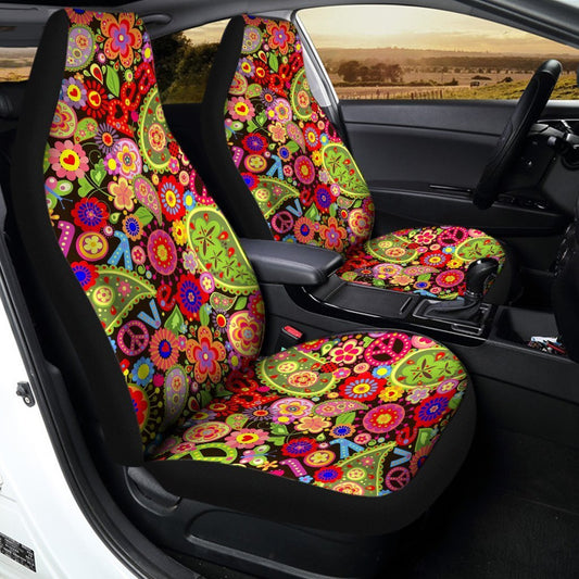 Love Peace Car Seat Covers Custom Hippie Paisley Pattern - Gearcarcover - 2