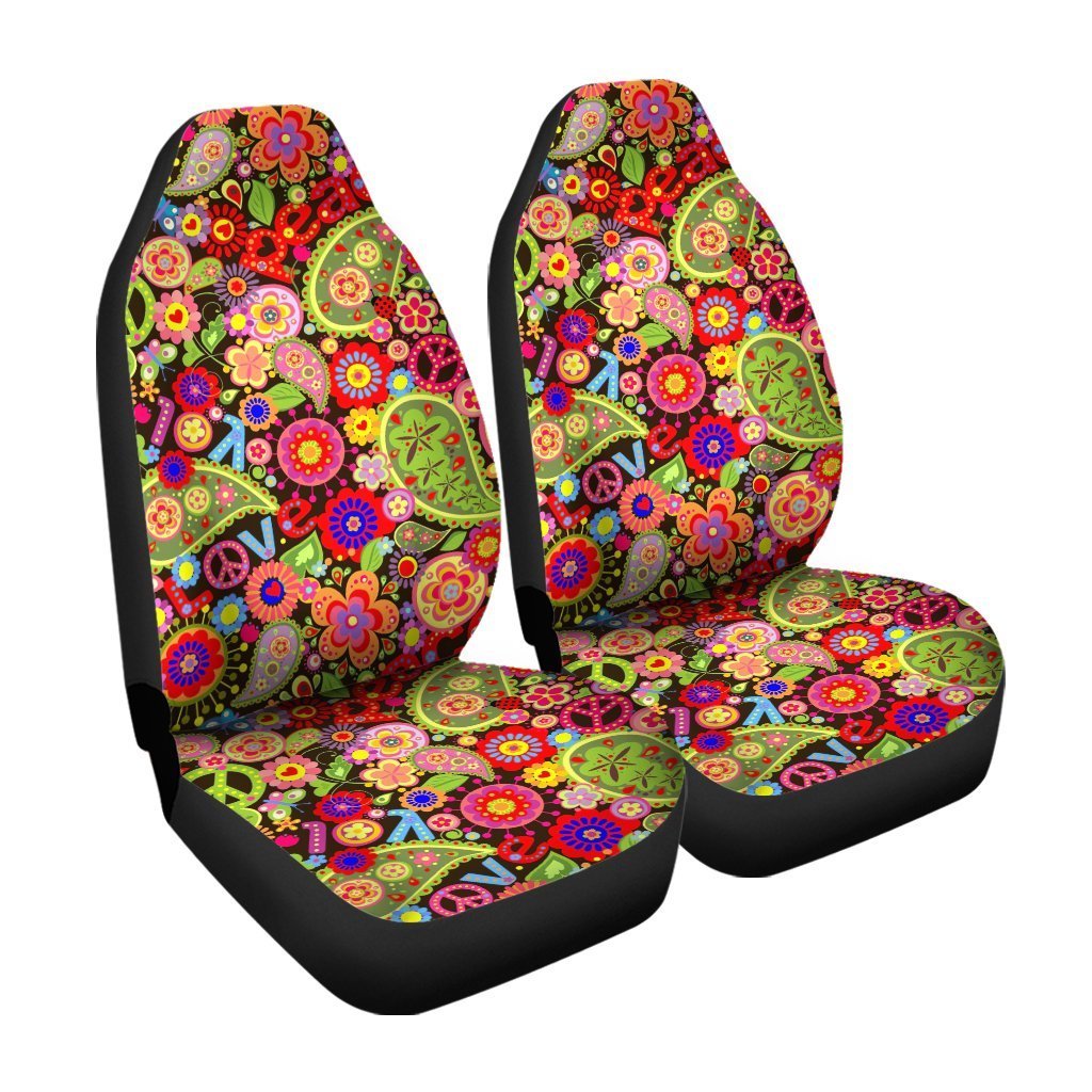 Love Peace Car Seat Covers Custom Hippie Paisley Pattern - Gearcarcover - 3