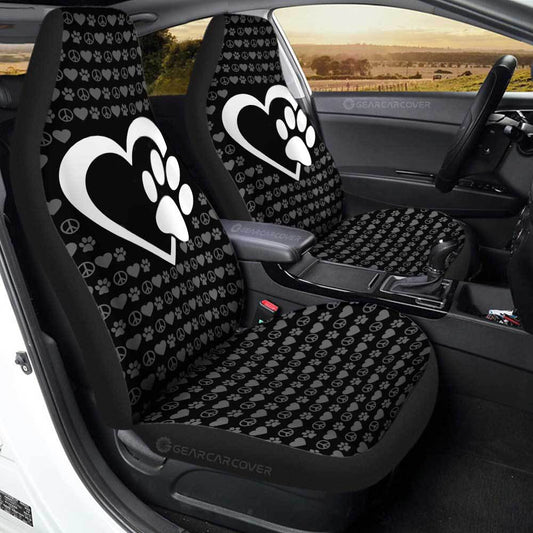 Love Peace Dog Car Seat Covers Custom Black Car Interior Accessories - Gearcarcover - 2