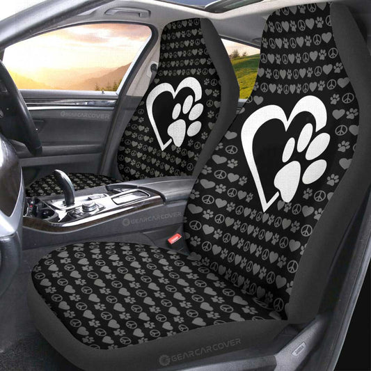 Love Peace Dog Car Seat Covers Custom Black Car Interior Accessories - Gearcarcover - 1