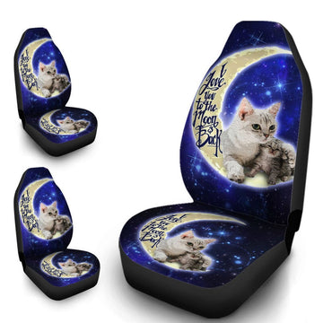 Lovely Cat Car Seat Covers Custom I Love You To The Moon And Back Car Accessories For Dad - Gearcarcover - 1