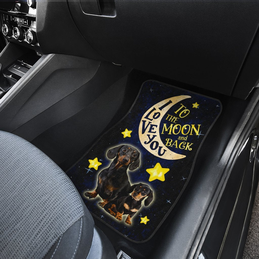Lovely Dachshund Car Floor Mats Custom I Love You To The Moon And Back Car Accessories Meaningful - Gearcarcover - 4