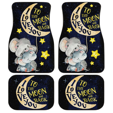 Lovely Elephant Car Floor Mats Custom I Love You To The Moon And Back Car Accessories - Gearcarcover - 1