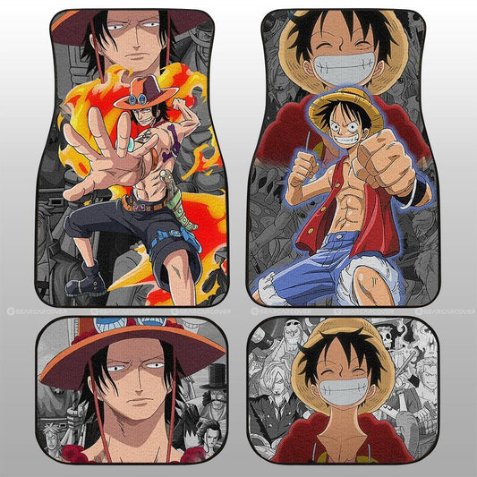 Luffy And ACE Car Floor Mats Custom One Piece Anime Car Accessories - Gearcarcover - 1