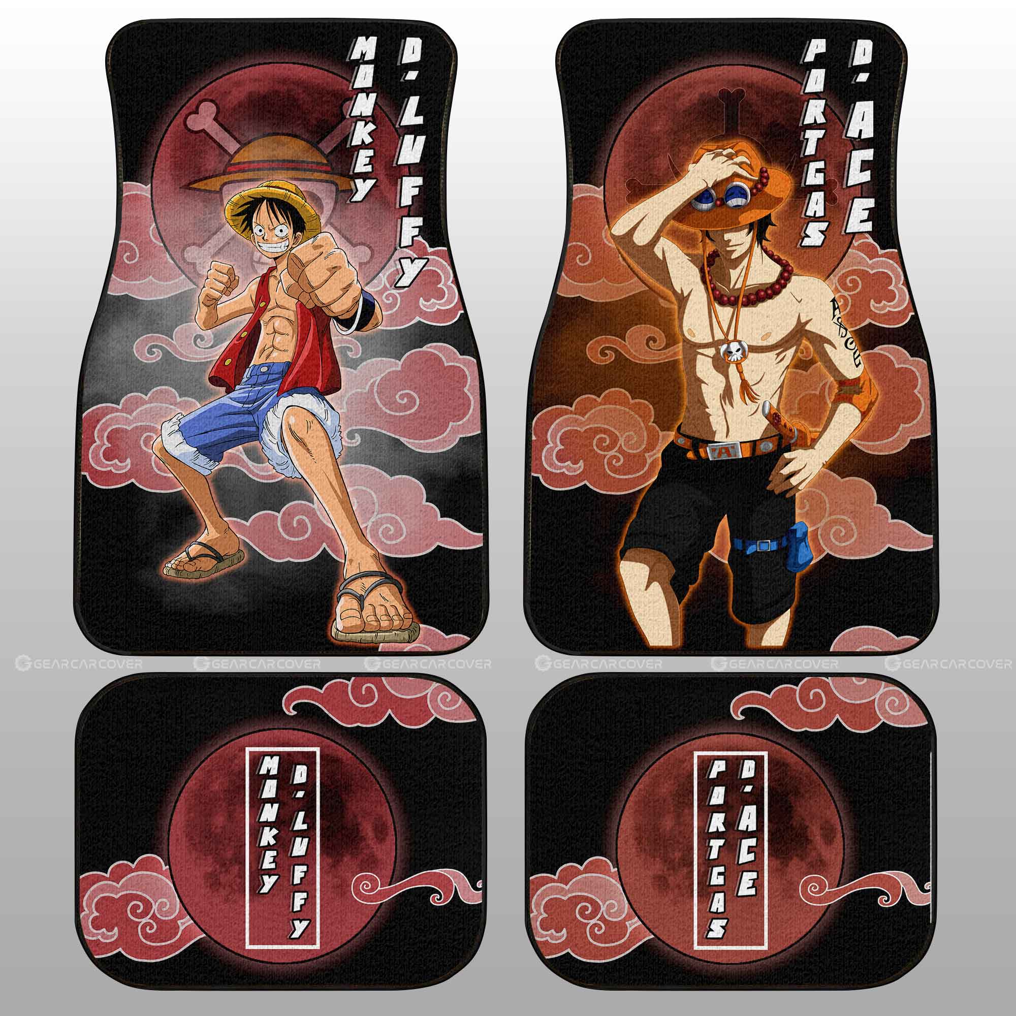 Luffy And Ace Car Floor Mats Custom For One Piece Anime Fans - Gearcarcover - 1