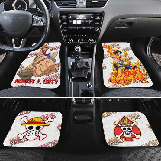 Luffy And Ace Car Floor Mats Custom One Piece Anime - Gearcarcover - 2