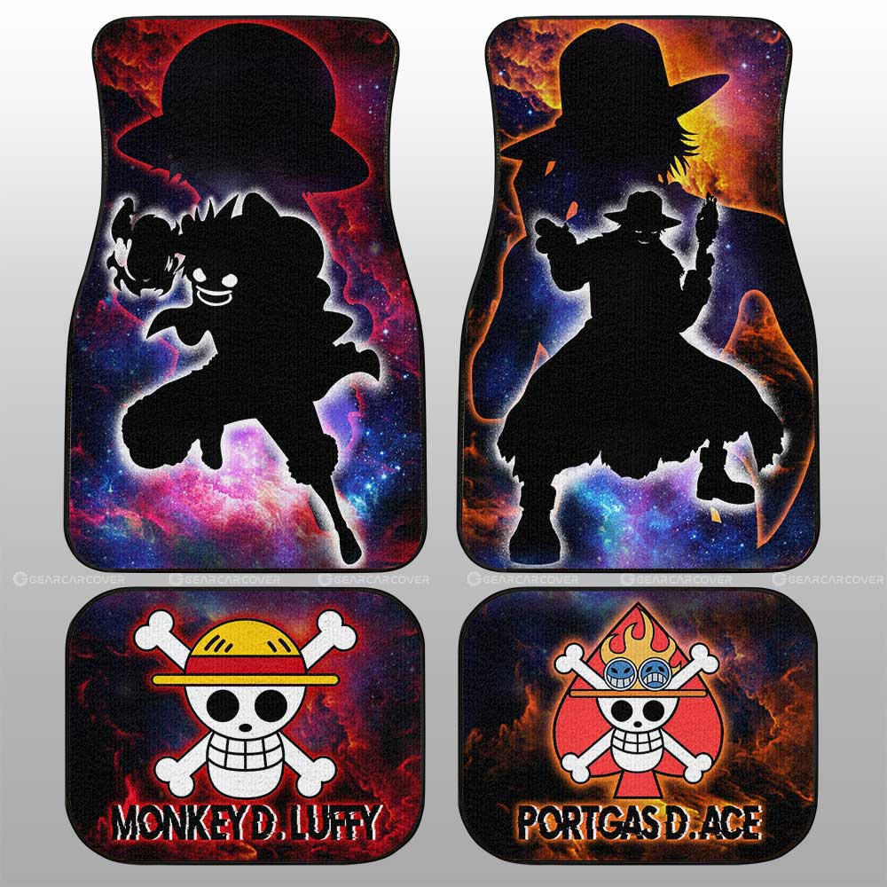 Luffy And Ace Car Floor Mats Custom One Piece Anime Silhouette Style - Gearcarcover - 1