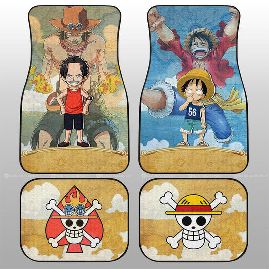 Luffy And Ace Car Floor Mats Custom One Piece Map Car Accessories For Anime Fans - Gearcarcover - 1