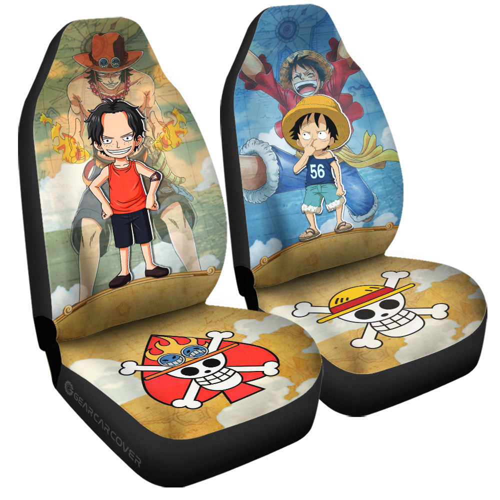 Luffy And Ace Car Seat Covers Custom One Piece Map Car Accessories For Anime Fans - Gearcarcover - 3