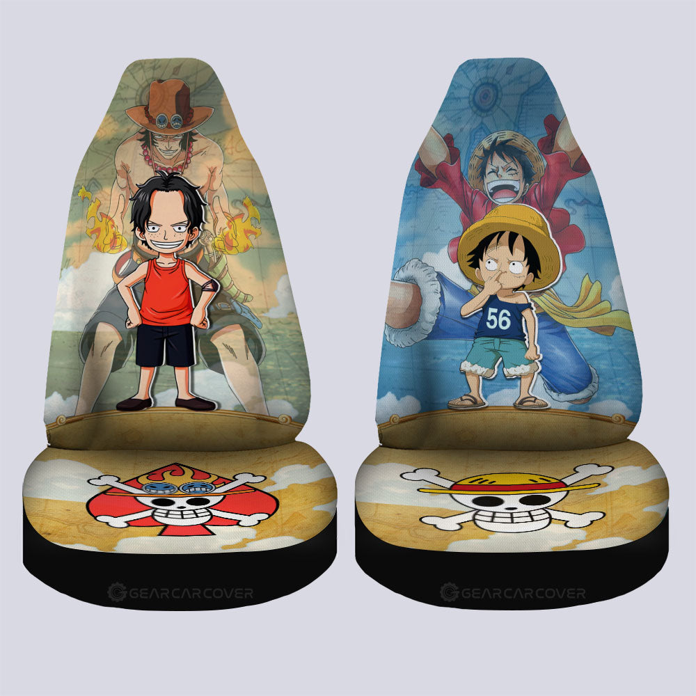 Luffy And Ace Car Seat Covers Custom One Piece Map Car Accessories For Anime Fans - Gearcarcover - 4