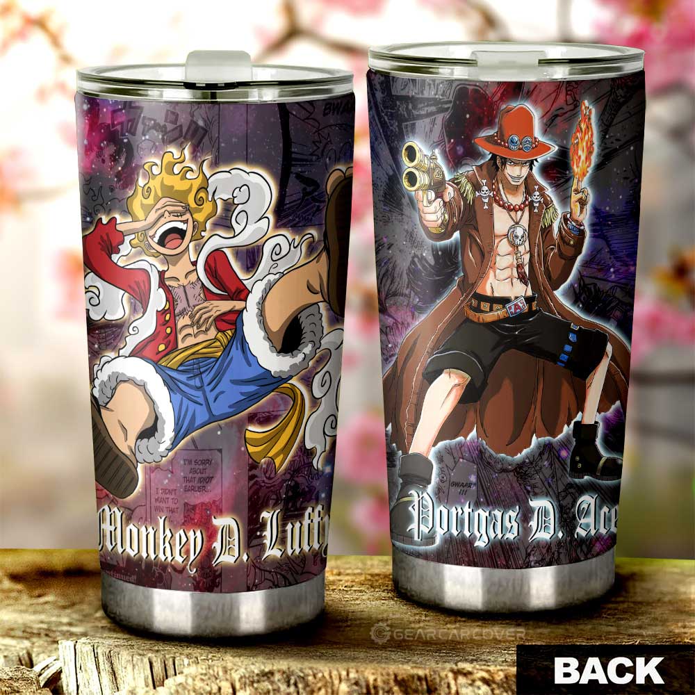 Luffy And Ace Tumbler Cup Custom One Piece Anime Car Accessories Manga Galaxy Style - Gearcarcover - 3