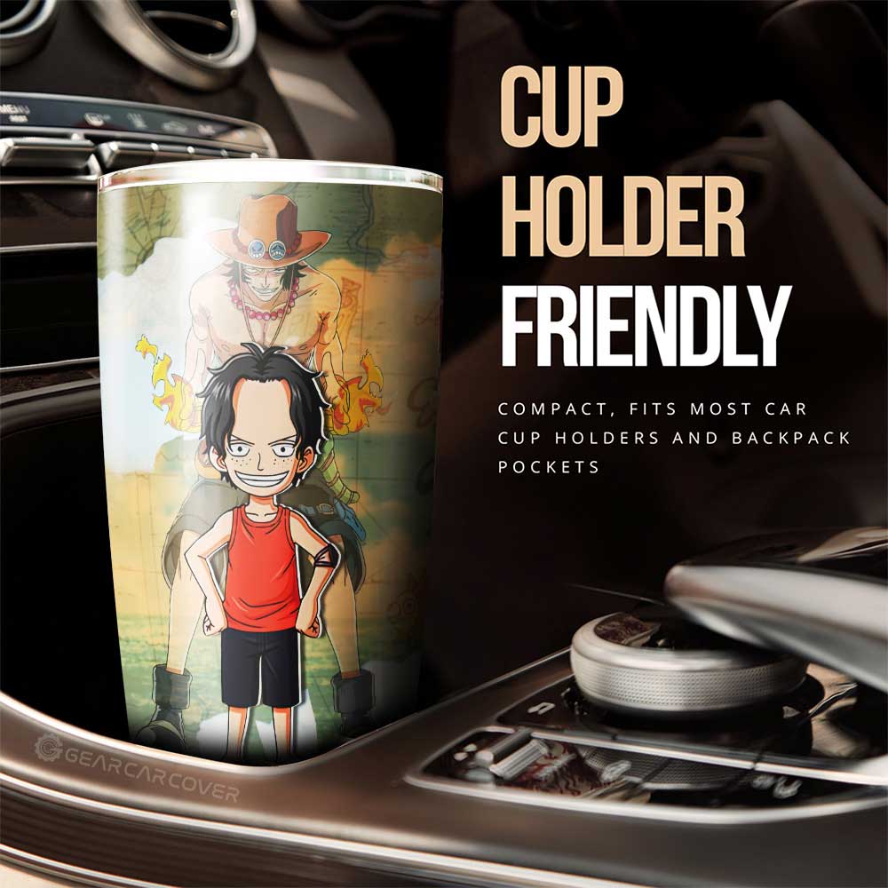 Luffy And Ace Tumbler Cup Custom One Piece Map Car Accessories For Anime Fans - Gearcarcover - 3