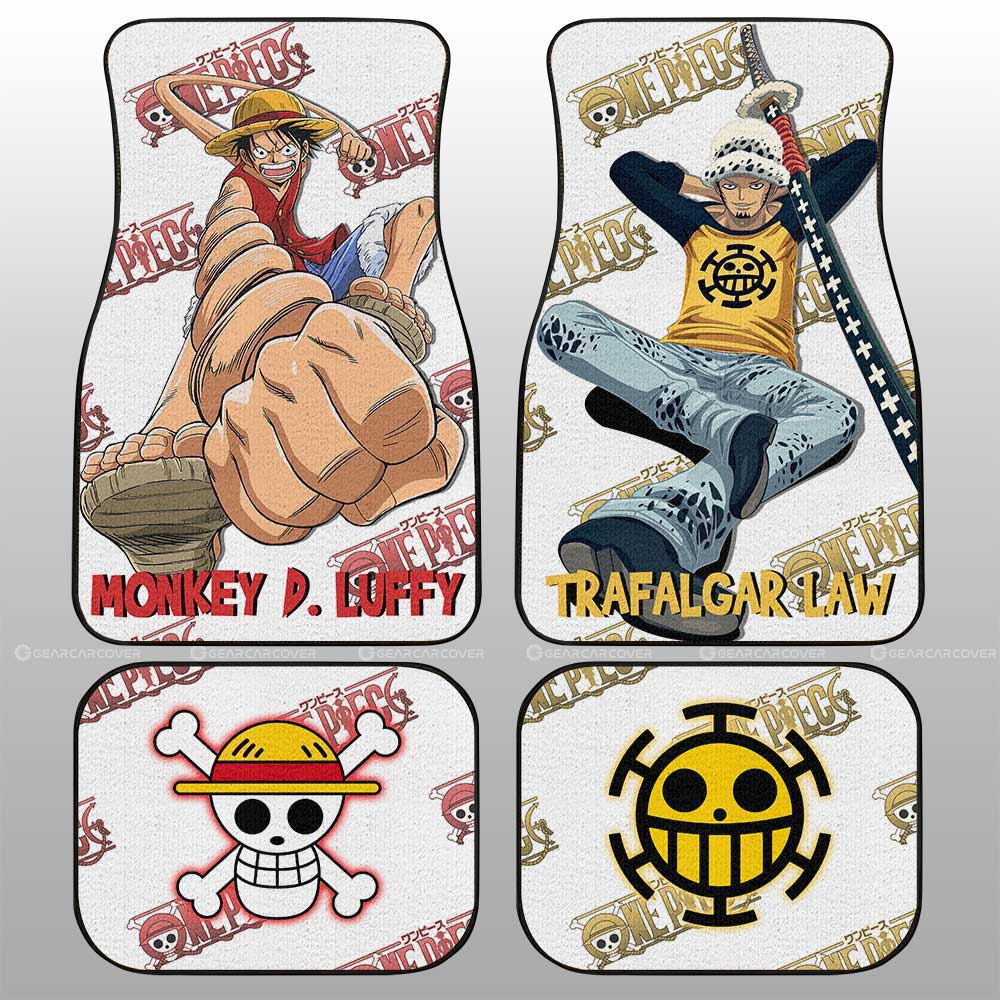 Luffy And Law Car Floor Mats Custom One Piece Anime - Gearcarcover - 1