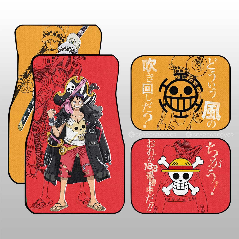 Luffy And Law Car Floor Mats Custom One Piece Red Anime Car Accessories - Gearcarcover - 3