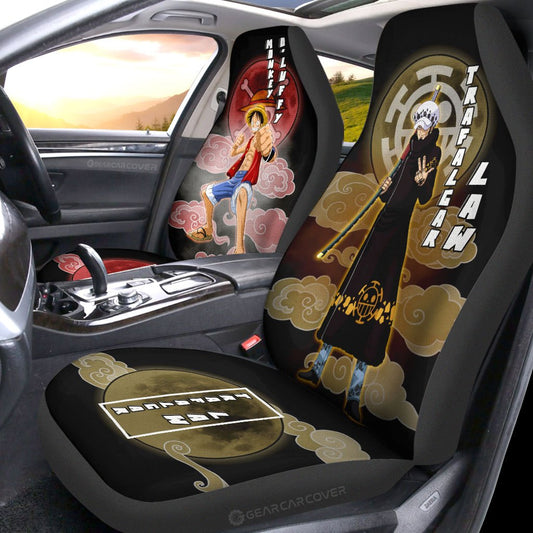 Luffy And Law Car Seat Covers Custom For One Piece Anime Fans - Gearcarcover - 2