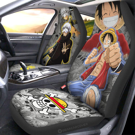 Luffy And Law Car Seat Covers Custom One Piece Anime Car Accessories - Gearcarcover - 2