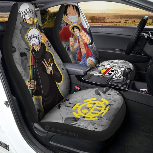 Luffy And Law Car Seat Covers Custom One Piece Anime Car Accessories - Gearcarcover - 1