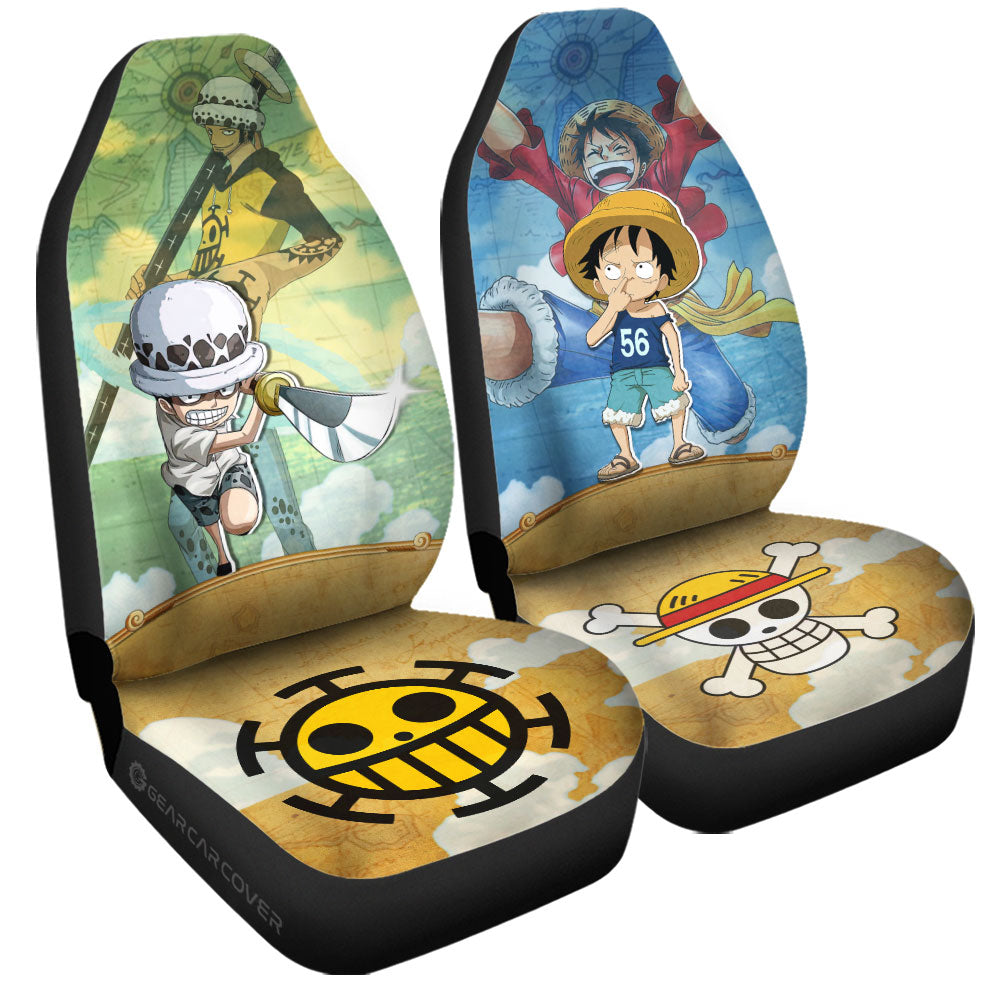 Luffy And Law Car Seat Covers Custom One Piece Map Car Accessories For Anime Fans - Gearcarcover - 3