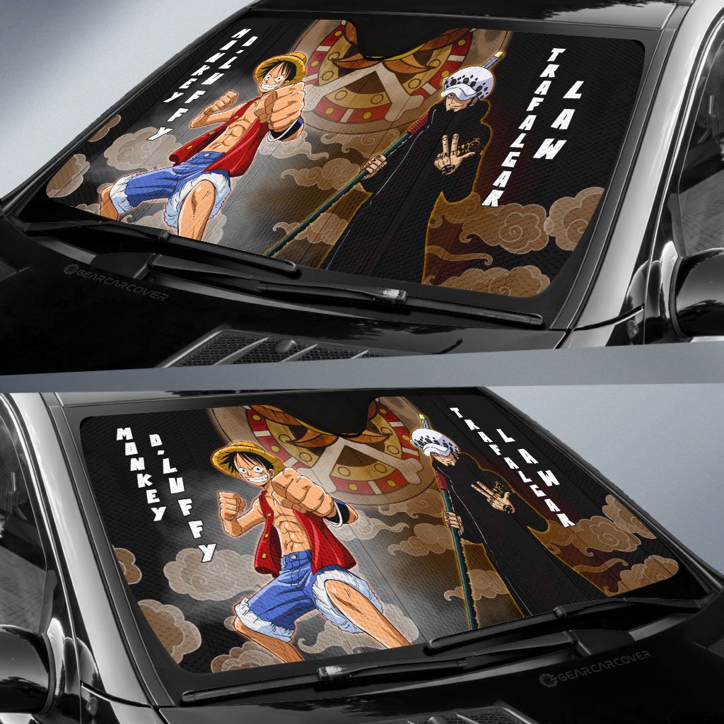 Luffy And Law Car Sunshade Custom For One Piece Anime Fans - Gearcarcover - 2