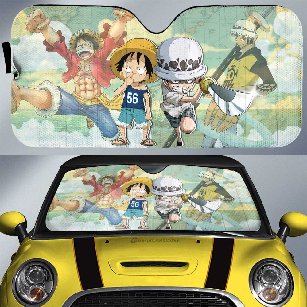 Luffy And Law Car Sunshade Custom One Piece Map Car Accessories For Anime Fans - Gearcarcover - 1