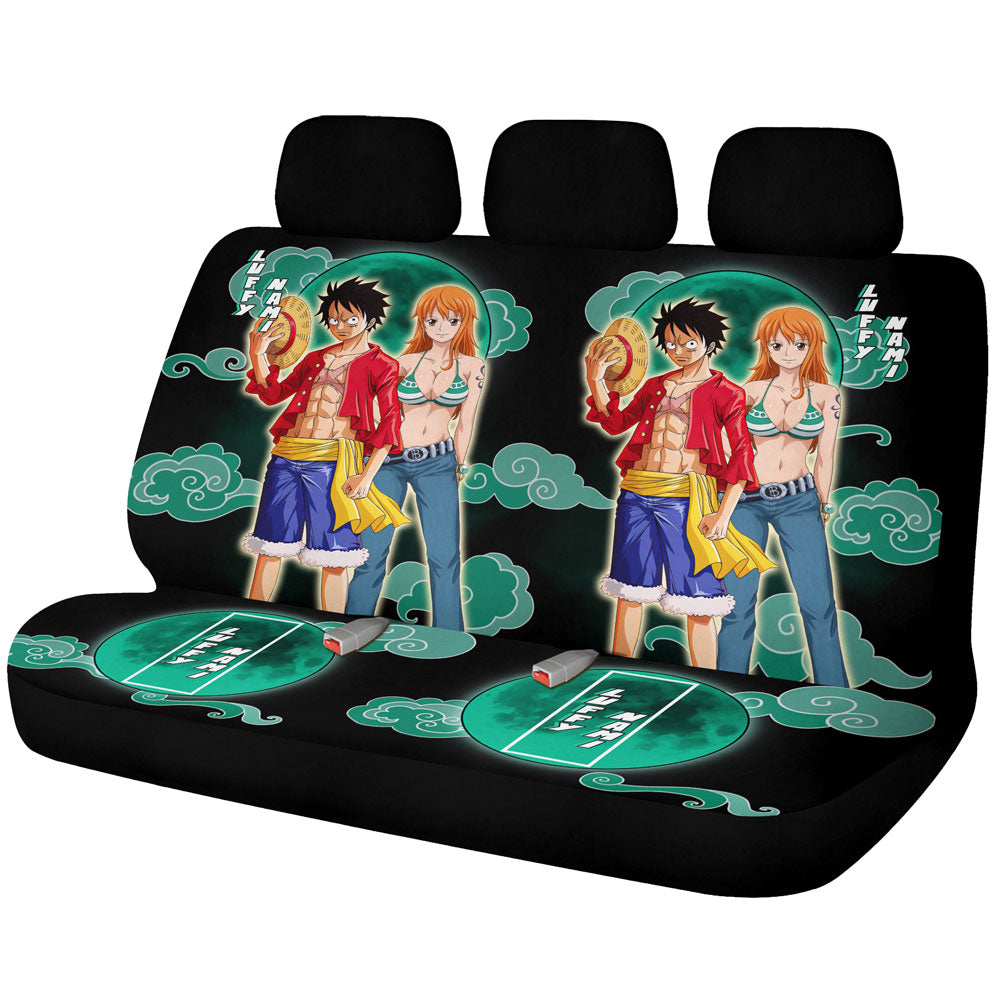 Luffy And Nami Car Back Seat Covers Custom One Piece Anime Car Accessories - Gearcarcover - 1