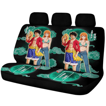 Luffy And Nami Car Back Seat Covers Custom One Piece Anime Car Accessories - Gearcarcover - 1