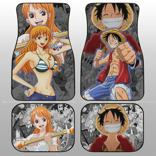Luffy And Nami Car Floor Mats Custom One Piece Anime Car Accessories - Gearcarcover - 1