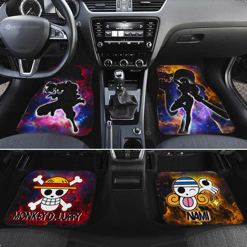 Luffy And Nami Car Floor Mats Custom One Piece Anime Silhouette Style - Gearcarcover - 2