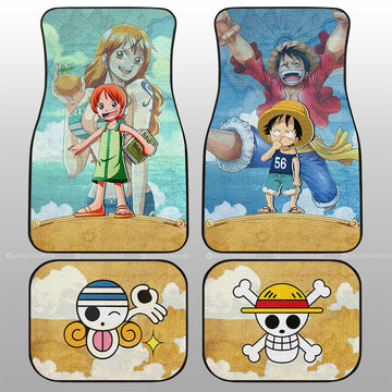 Luffy And Nami Car Floor Mats Custom One Piece Map Car Accessories For Anime Fans - Gearcarcover - 1