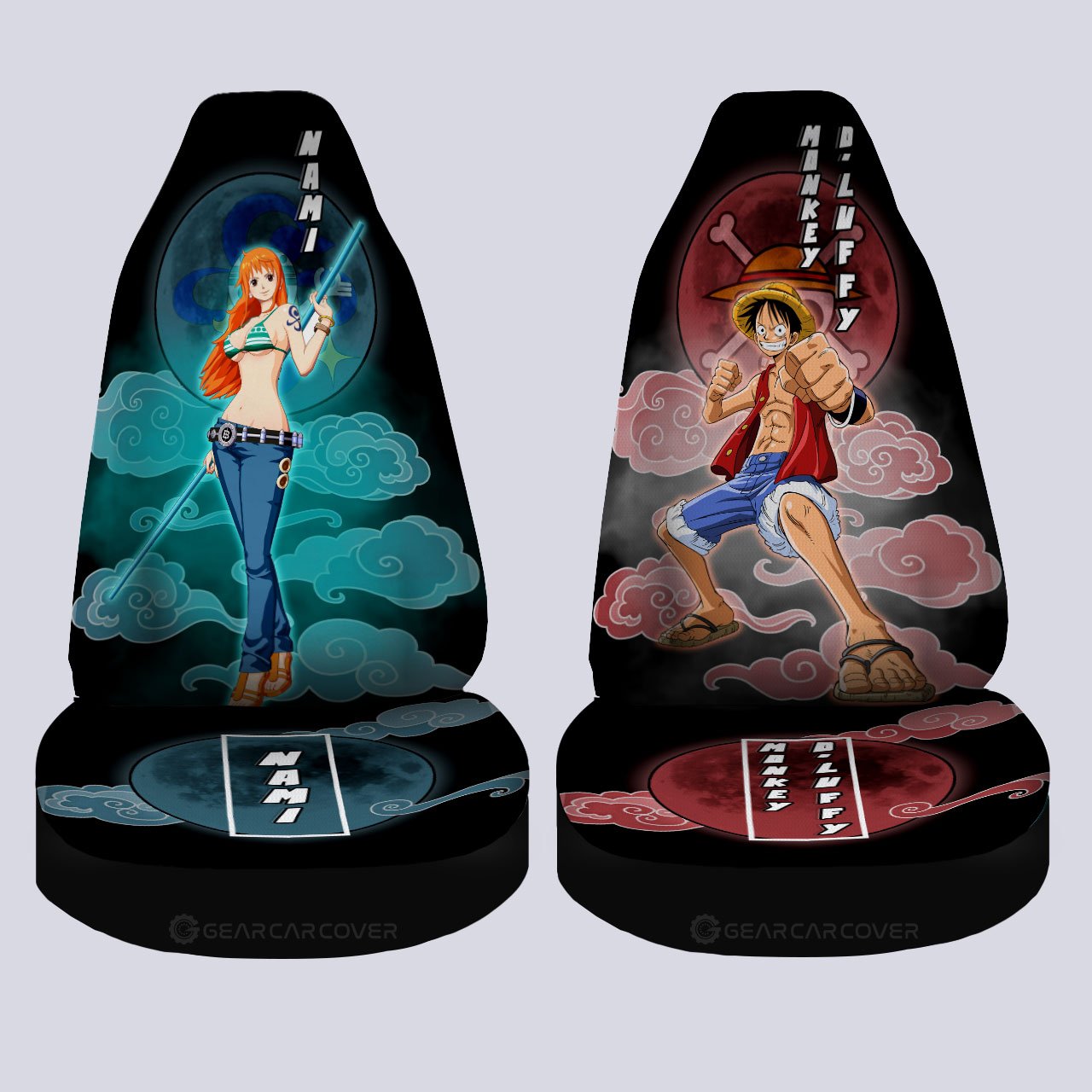 Luffy And Nami Car Seat Covers Custom For One Piece Anime Fans - Gearcarcover - 4