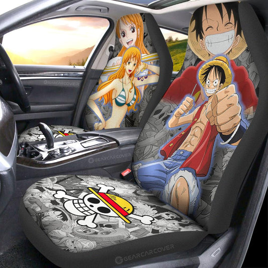 Luffy And Nami Car Seat Covers Custom One Piece Anime Car Accessories - Gearcarcover - 2