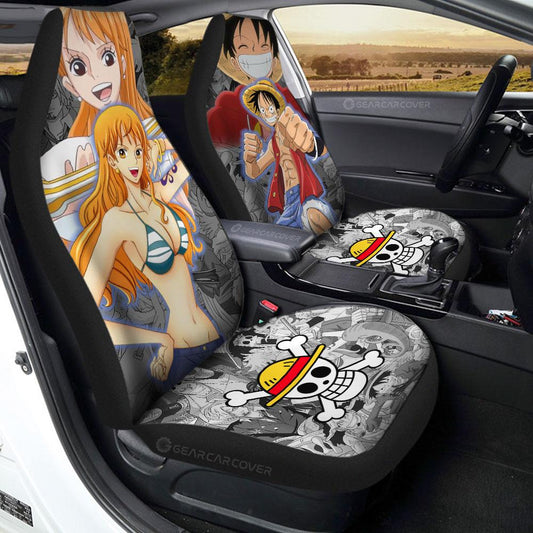 Luffy And Nami Car Seat Covers Custom One Piece Anime Car Accessories - Gearcarcover - 1