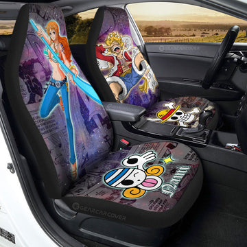 Luffy And Nami Car Seat Covers Custom One Piece Anime Car Accessories Manga Galaxy Style - Gearcarcover - 1