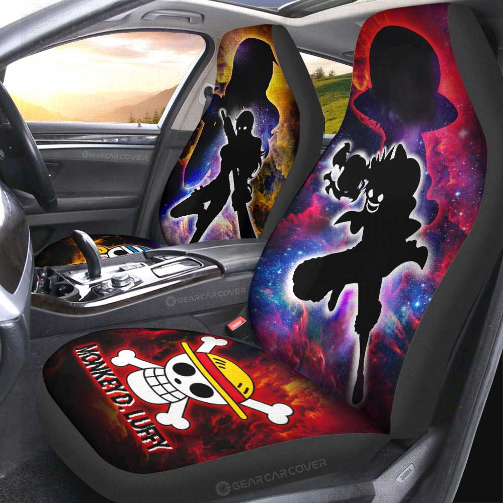 Luffy And Nami Car Seat Covers Custom One Piece Anime Silhouette Style - Gearcarcover - 2