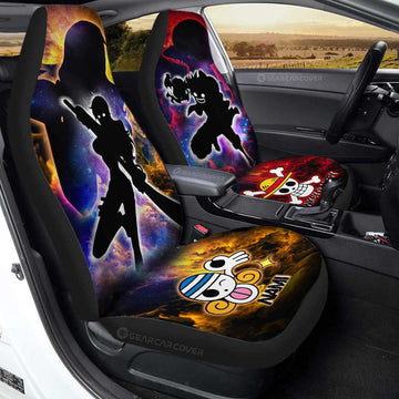 Luffy And Nami Car Seat Covers Custom One Piece Anime Silhouette Style - Gearcarcover - 1