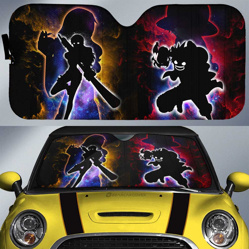 Luffy And Nami Car Sunshade Custom One Piece Anime Silhouette Style - Gearcarcover - 1