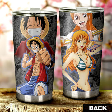 Luffy And Nami Tumbler Cup Custom One Piece Anime Car Accessories - Gearcarcover - 1
