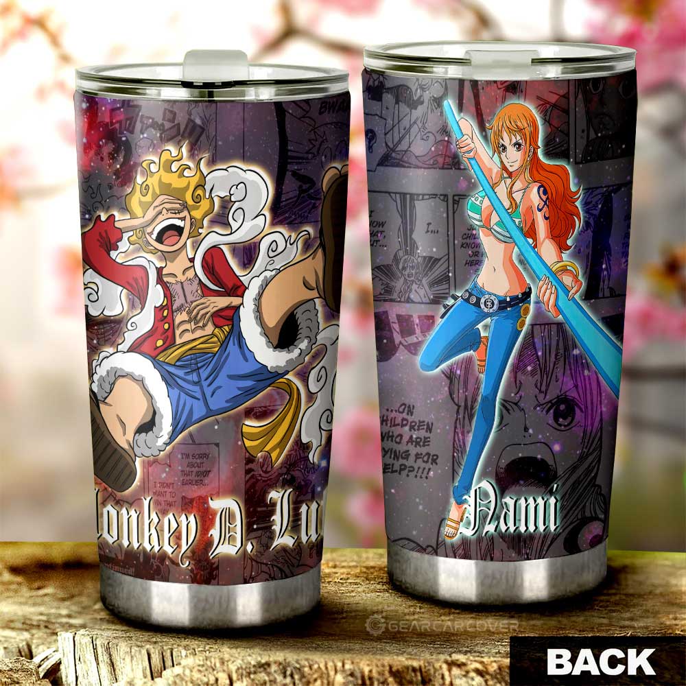 Luffy And Nami Tumbler Cup Custom One Piece Anime Car Accessories Manga Galaxy Style - Gearcarcover - 3