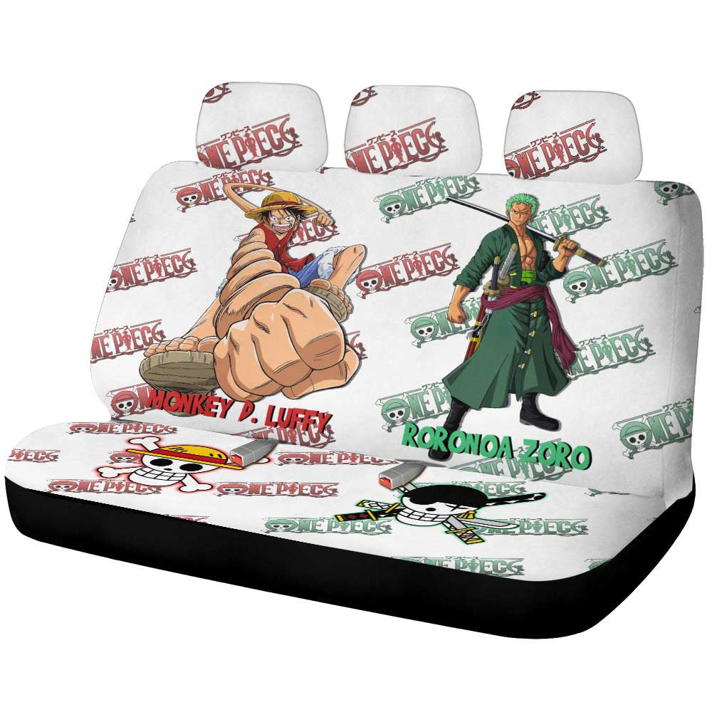 Luffy And Zoro Car Back Seat Cover Custom One Piece Anime - Gearcarcover - 1