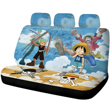 Luffy And Zoro Car Back Seat Covers Custom One Piece Map Anime Car Accessories - Gearcarcover - 1