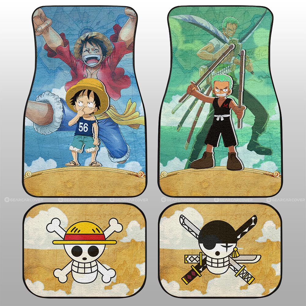 Luffy And Zoro Car Floor Mats Custom One Piece Map Car Accessories For Anime Fans - Gearcarcover - 1